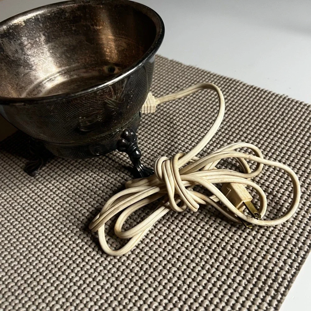 Vintage FB Rogers Silver Plated Electric Warming Bowl Footed 120V 55W MidCentury